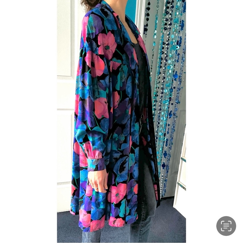 🇨🇦 Vintage Floral Long Jacket Oversized Artistic Statement Duster • Pink Mauve - Picture 6 of 15